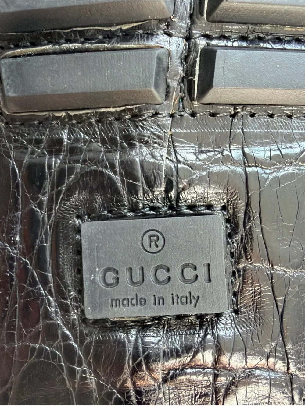 Mens Vintage New in Box Gucci Crocodile Alligator Horsebit Black Drivers SZ 10.5